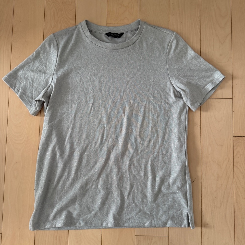 Banana Republic Silver Sparkle T-shirt Blouse